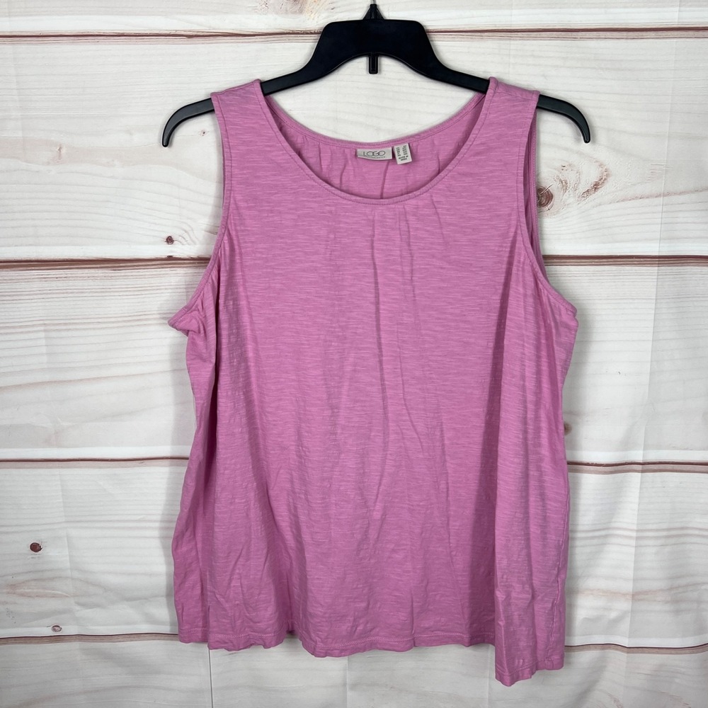 LOGO Lori Goldstein Top Womens 2X Purple Tank Scoop Neck Sleeveless Cotton Knit